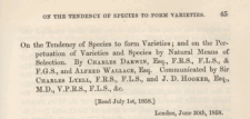 Extract from an unpublished manuscript on species by Charles Darwin ...