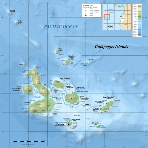 Galapagos Islands topographic map